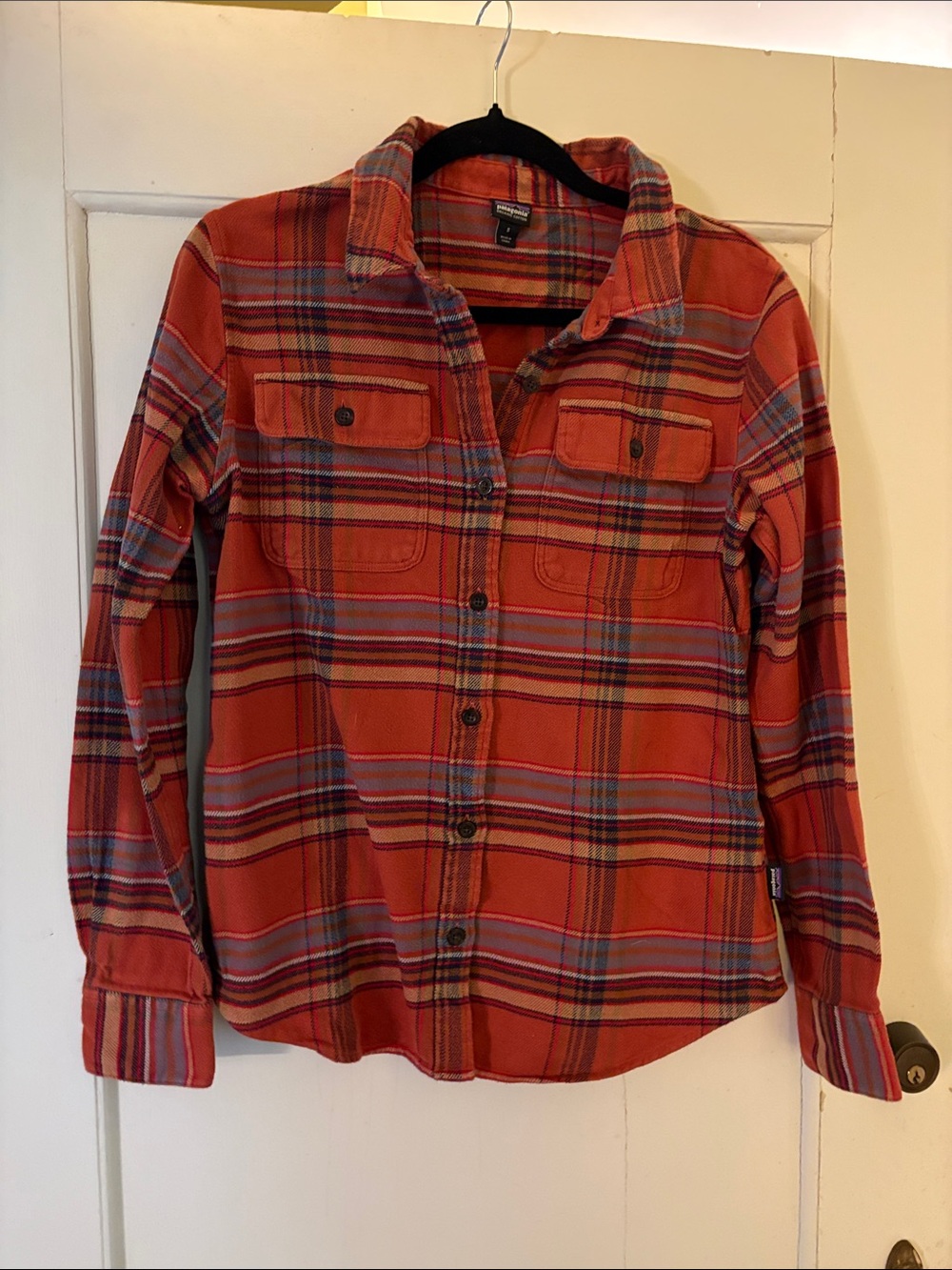 Patagonia Orange Plaid Button-Down Shirt for women